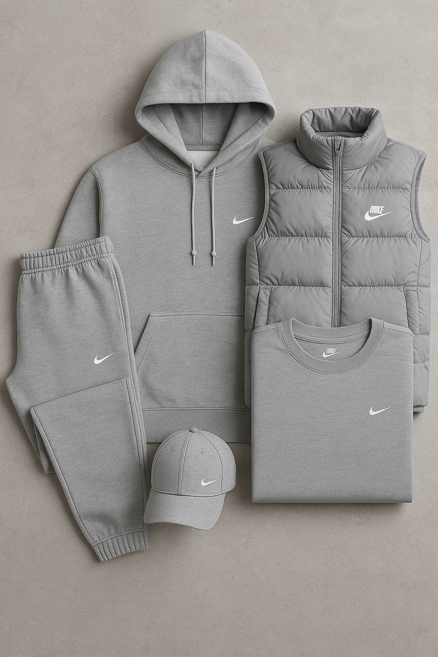 Nk™ Complete Set – Sweatshirt, Pants, Puffer Jacket &amp; T-shirt